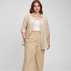 Gap Women Linen Boyfriend Shirt Color Neutral